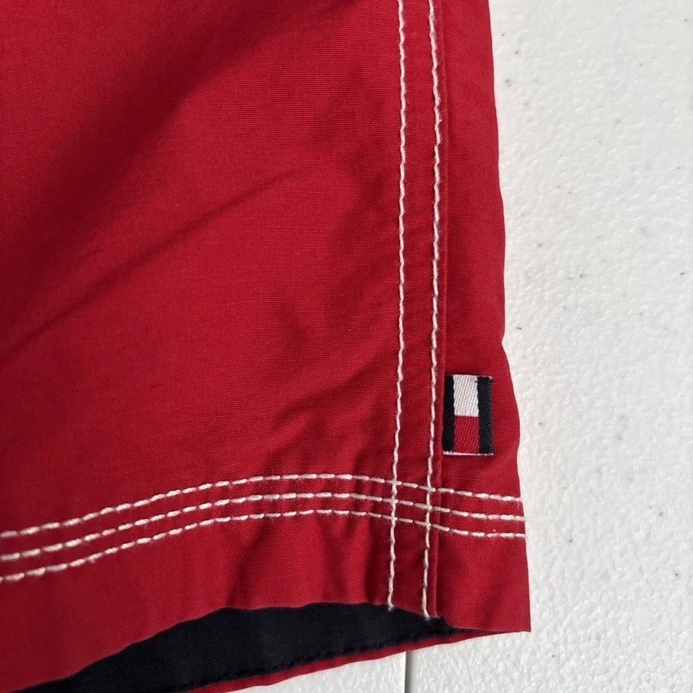 Tommy Hilfiger Men's Large Red‎ White Blue Stripe Board Short Swim Trunks